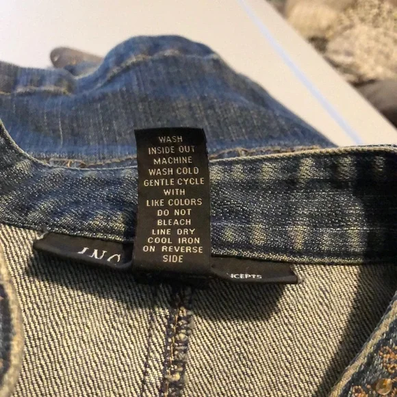 INC Adorable Sequins Rhinestones & Metallic Cropped Denim Jacket-4P-#0051 - Picture 3 of 7